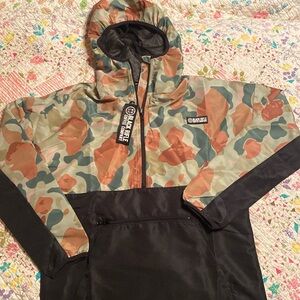 NWT Black Rifle Coffee Co. 1/2 zip anorak windbreaker, frog skin camo, small